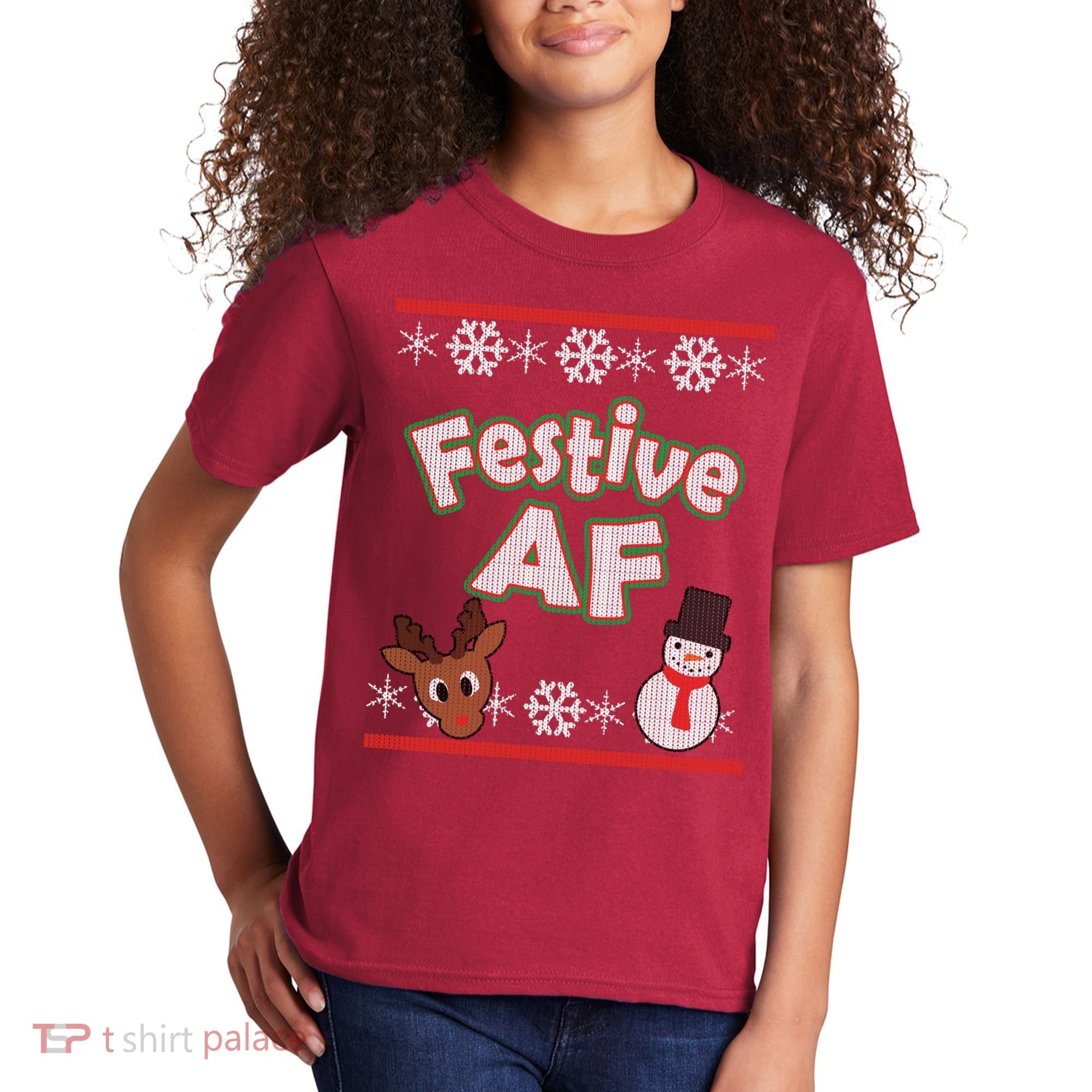 Festive AF Ugly Christmas Sweater Kids T-Shirt
