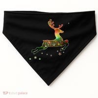 Festive Christmas Leaping Reindeer USA-Made Doggie Bandana thumb 0