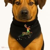 Festive Christmas Leaping Reindeer USA-Made Doggie Bandana thumb 1