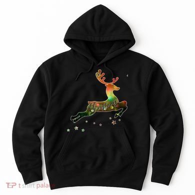 Festive Christmas Leaping Reindeer Hoodie