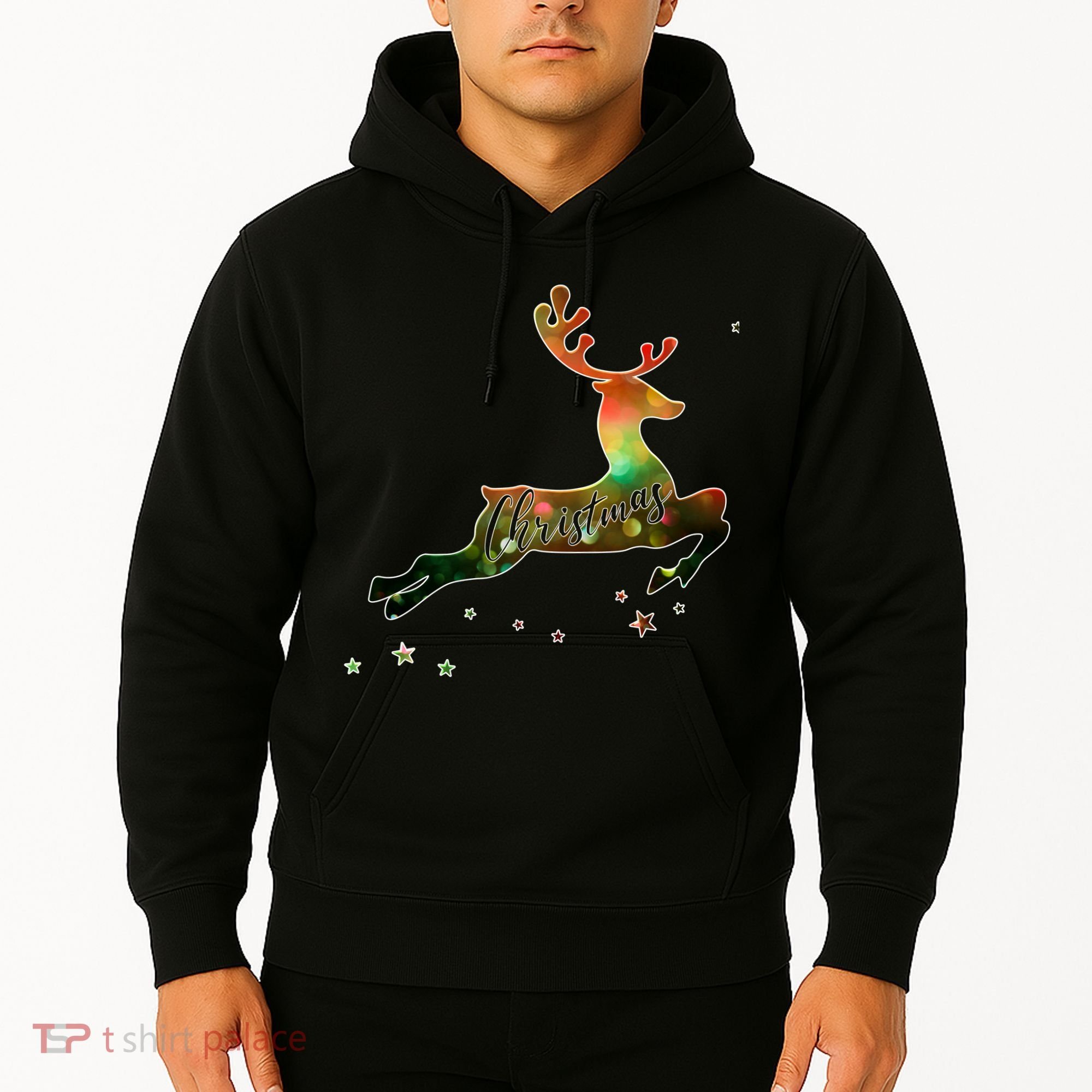 Festive Christmas Leaping Reindeer Hoodie