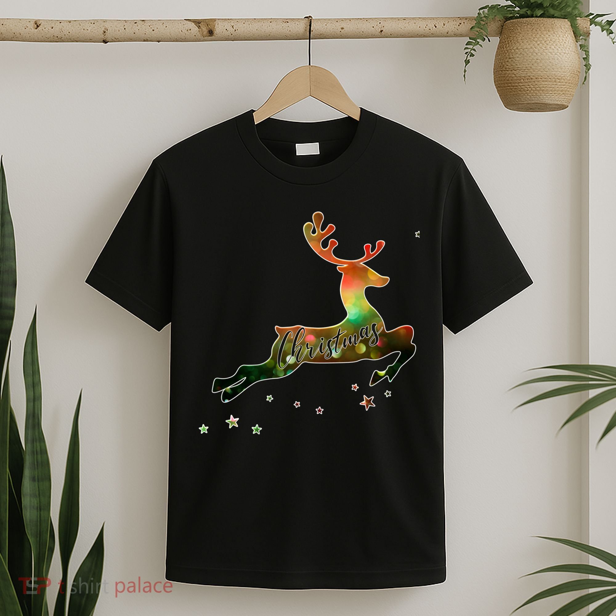 Festive Christmas Leaping Reindeer T-Shirt