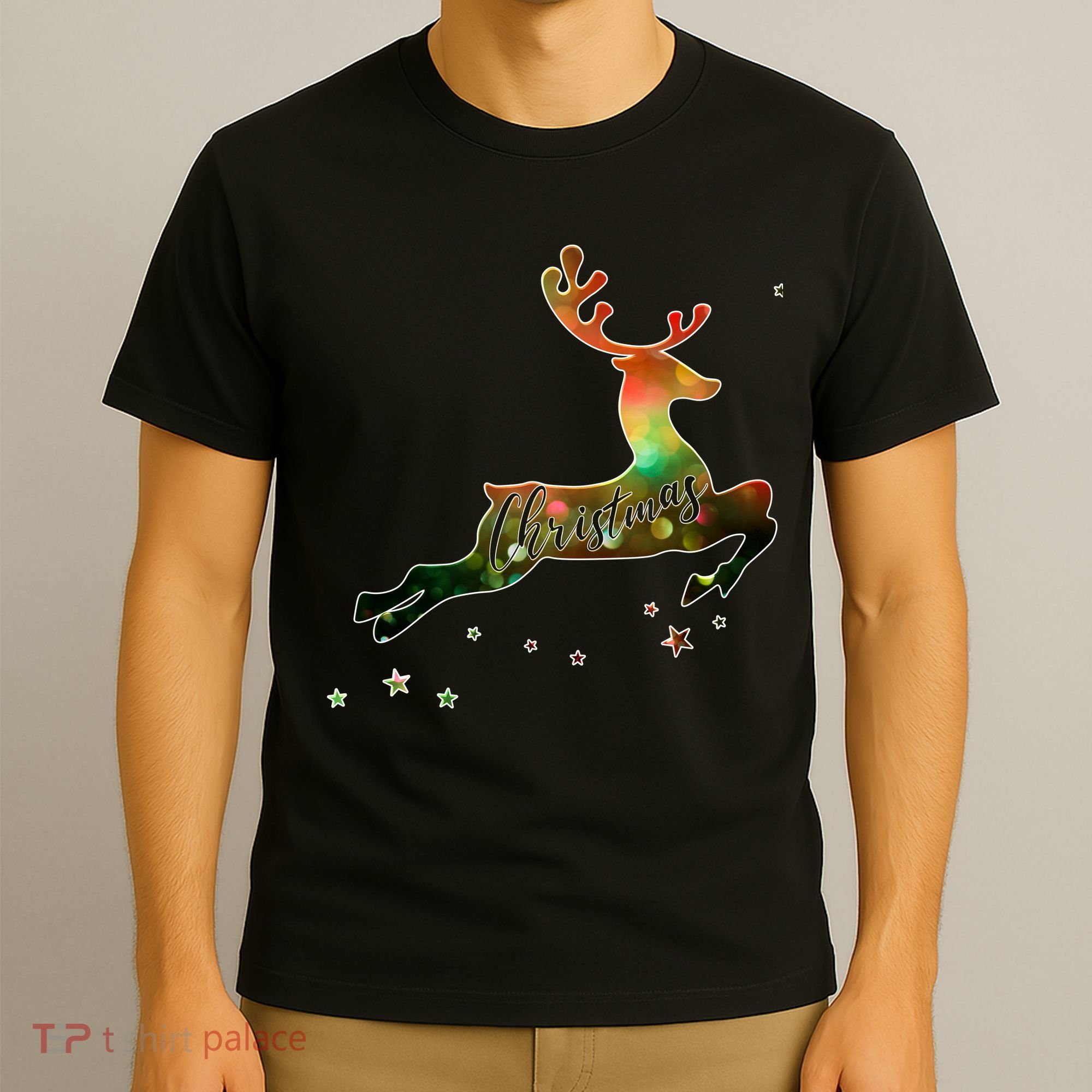 Festive Christmas Leaping Reindeer T-Shirt