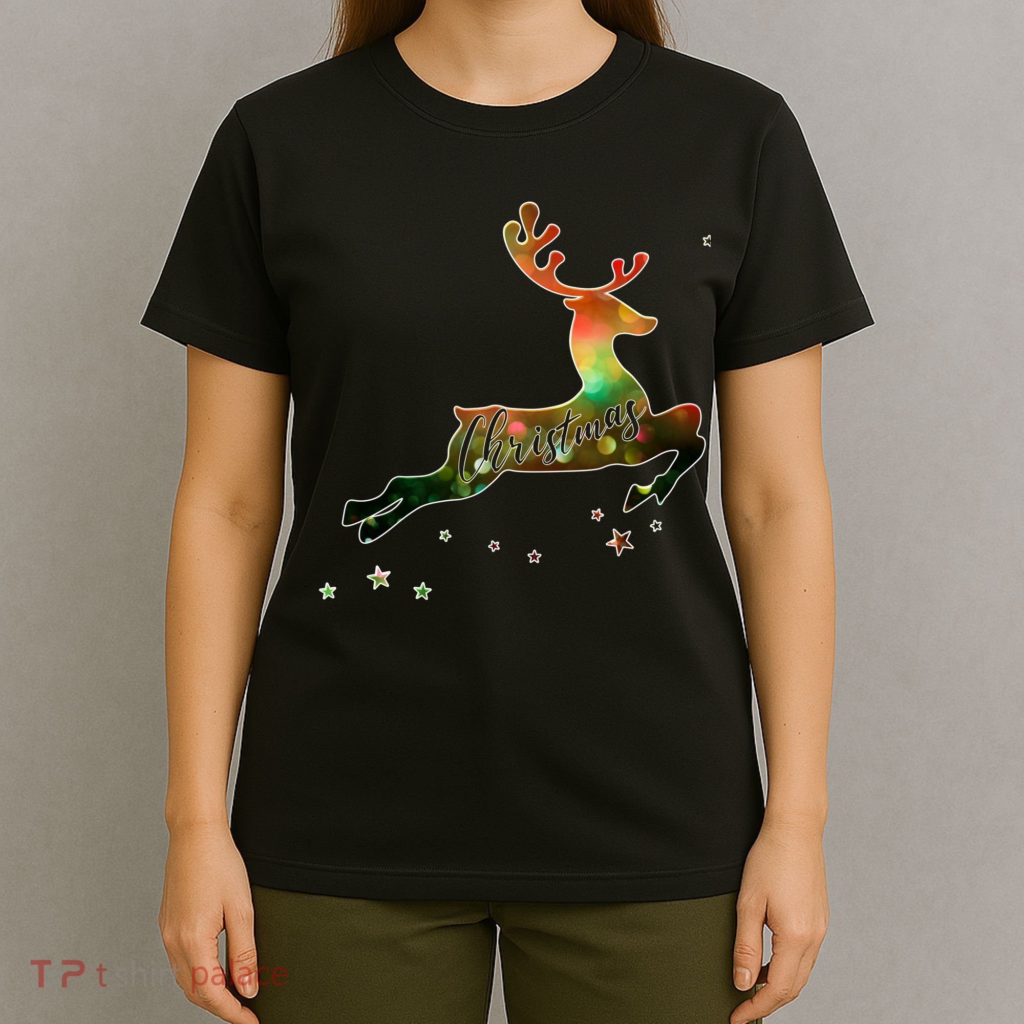 Festive Christmas Leaping Reindeer T-Shirt