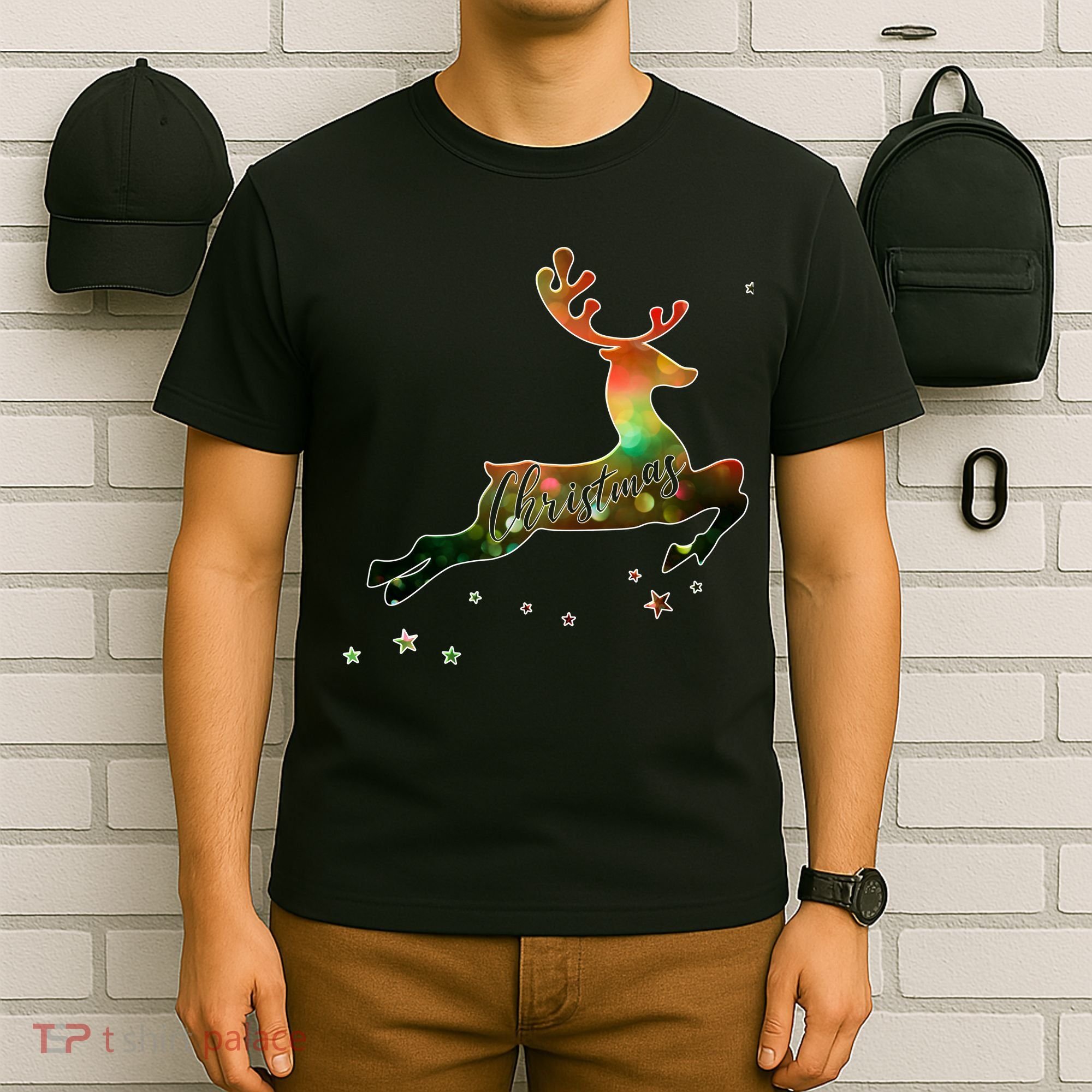 Festive Christmas Leaping Reindeer T-Shirt