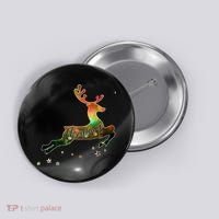 Festive Christmas Leaping Reindeer Button thumb 0