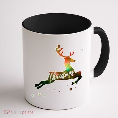 Festive Christmas Leaping Reindeer Coffee Mug back