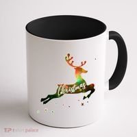 Festive Christmas Leaping Reindeer Coffee Mug thumb 1