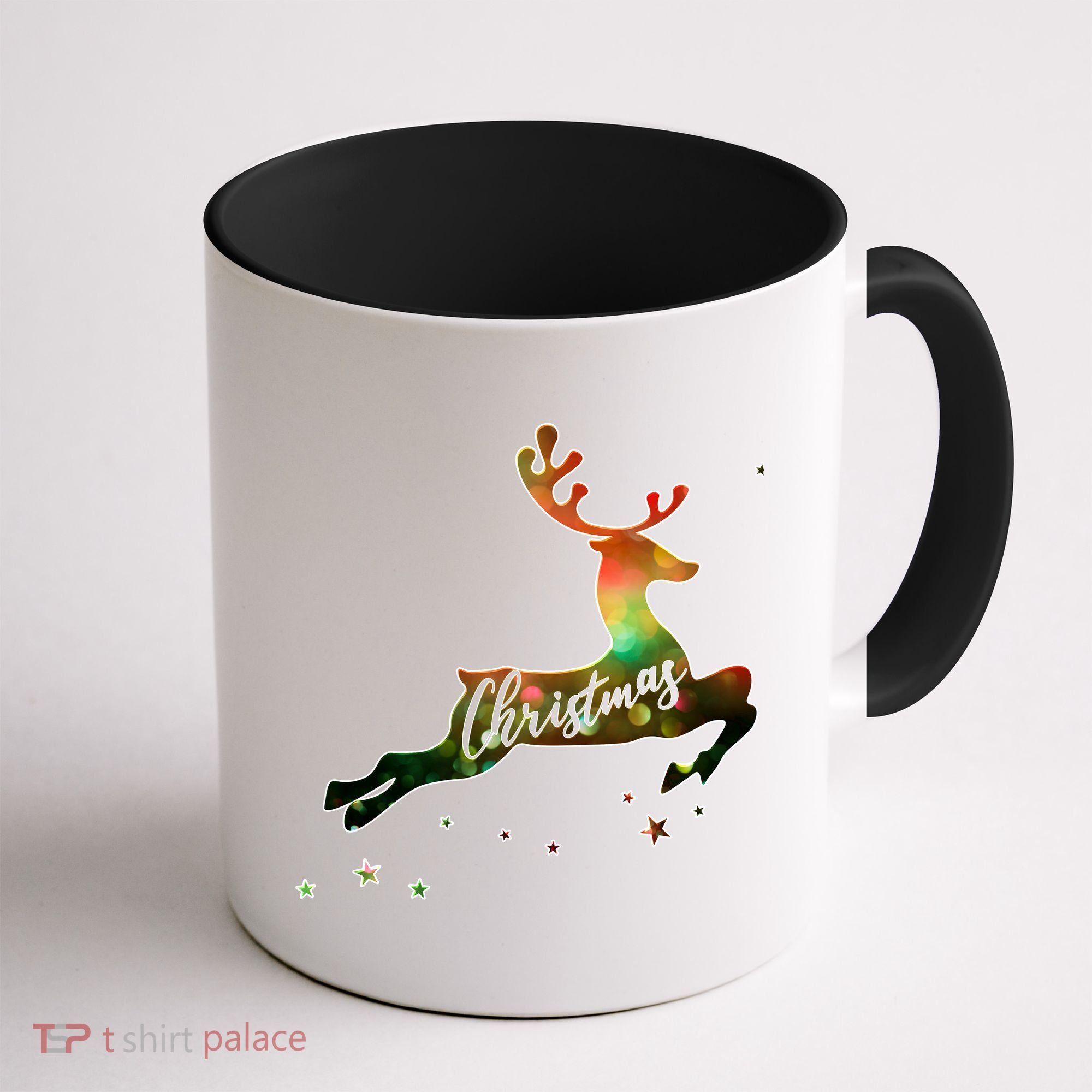 Festive Christmas Leaping Reindeer Coffee Mug