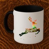 Festive Christmas Leaping Reindeer Coffee Mug thumb 2