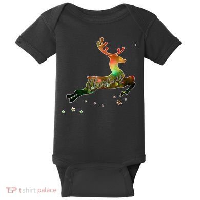 Festive Christmas Leaping Reindeer Baby Bodysuit