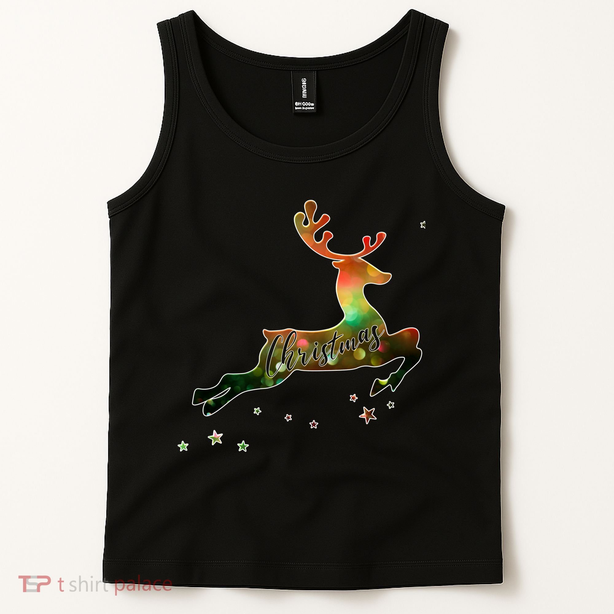 Festive Christmas Leaping Reindeer Tank Top