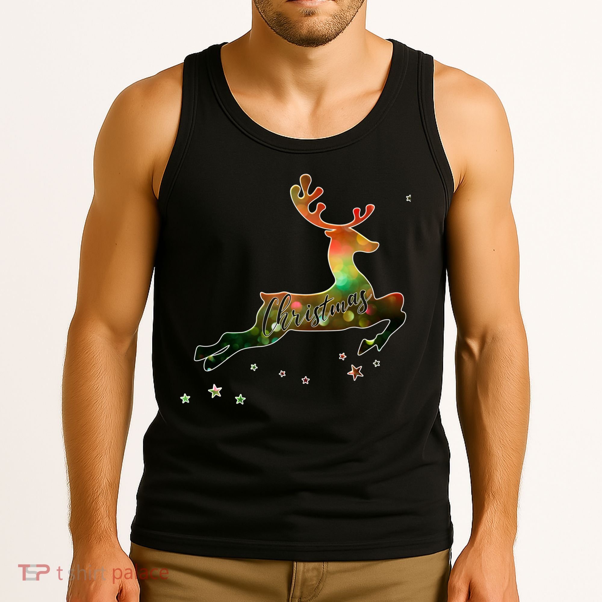 Festive Christmas Leaping Reindeer Tank Top