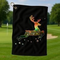 Festive Christmas Leaping Reindeer Golf Towel thumb 1