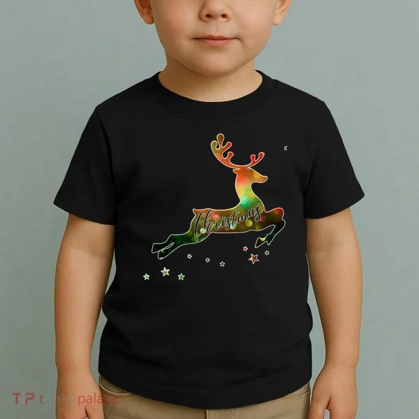 Festive Christmas Leaping Reindeer Toddler T-Shirt