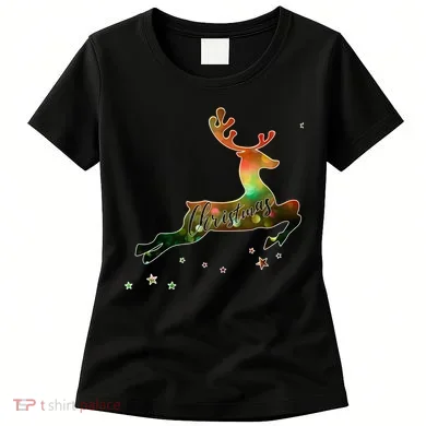 Festive Christmas Leaping Reindeer Women's T-Shirt