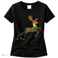 Festive Christmas Leaping Reindeer Women's T-Shirt thumb 0