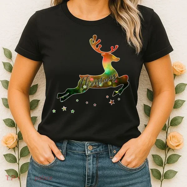 Festive Christmas Leaping Reindeer Women's T-Shirt