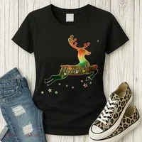 Festive Christmas Leaping Reindeer Women's T-Shirt thumb 3