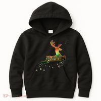 Festive Christmas Leaping Reindeer Kids Hoodie thumb 0