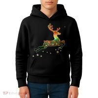 Festive Christmas Leaping Reindeer Kids Hoodie thumb 4