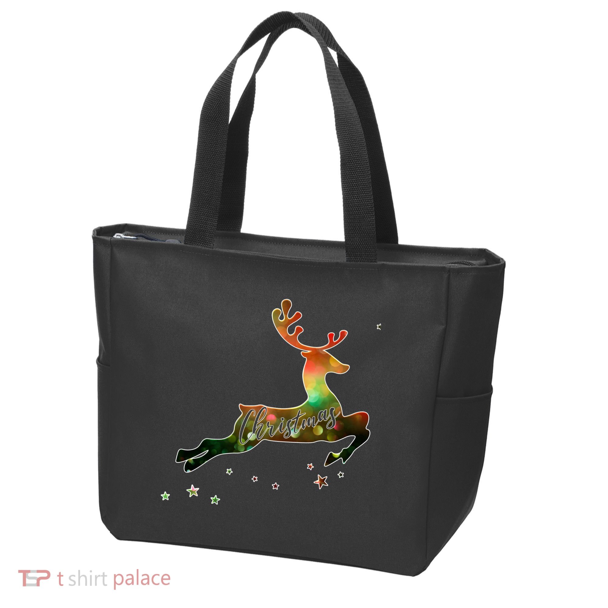 Festive Christmas Leaping Reindeer Tote Bag