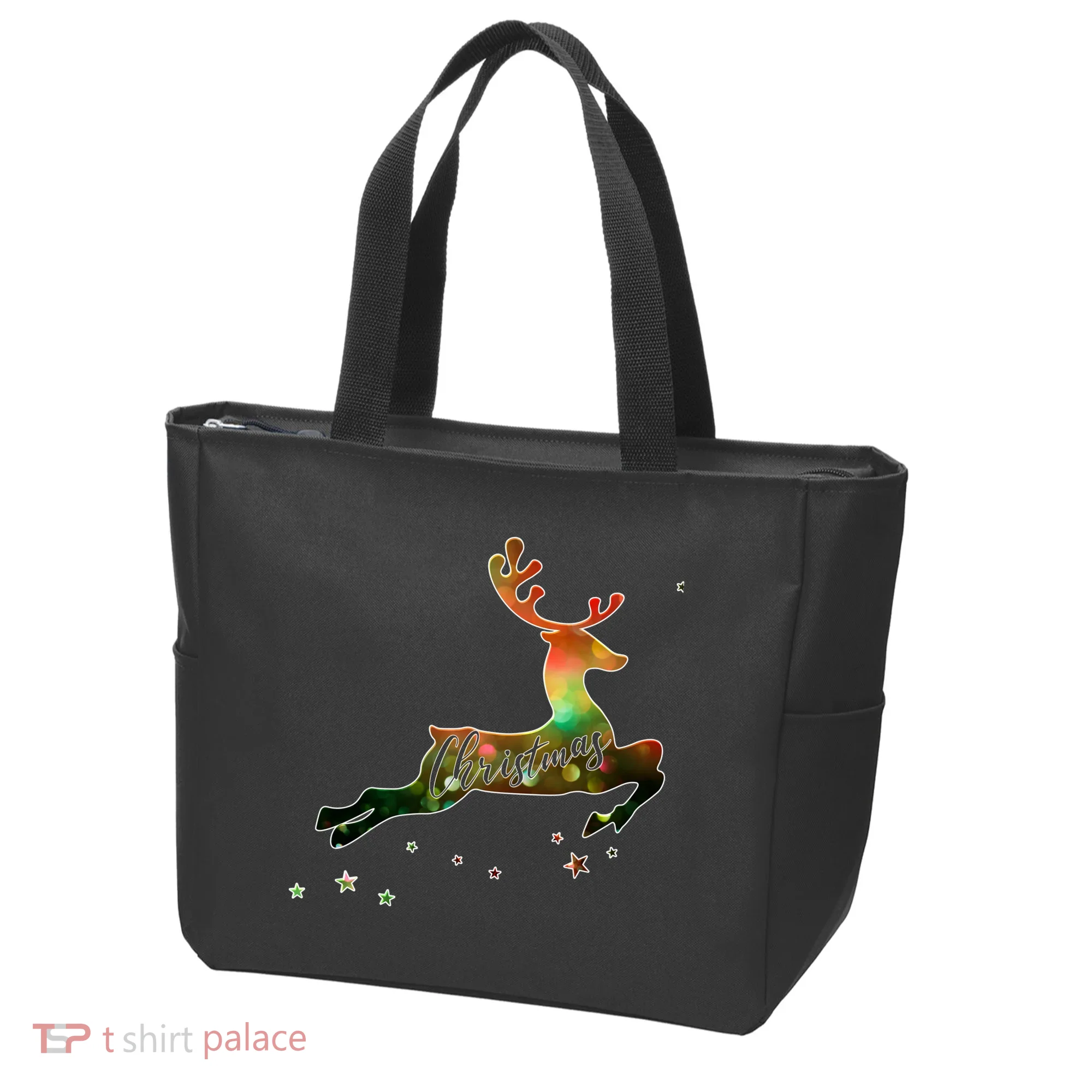 Festive Christmas Leaping Reindeer Tote Bag