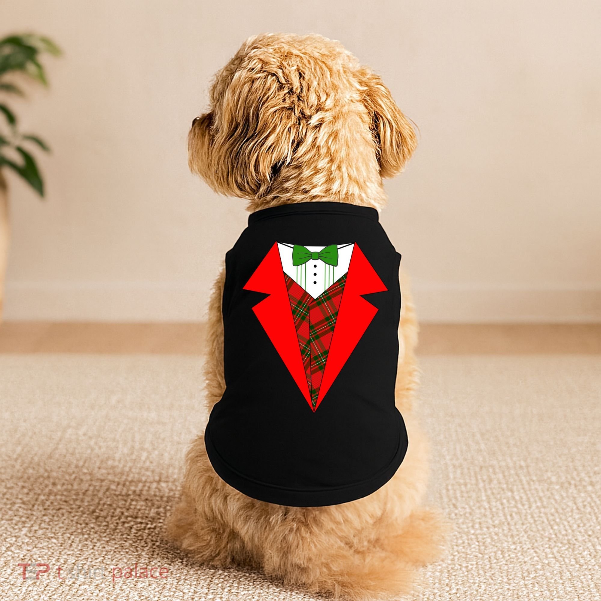 Festive Christmas Red Tuxedo Doggie Tank