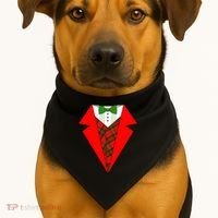 Festive Christmas Red Tuxedo USA-Made Doggie Bandana thumb 1