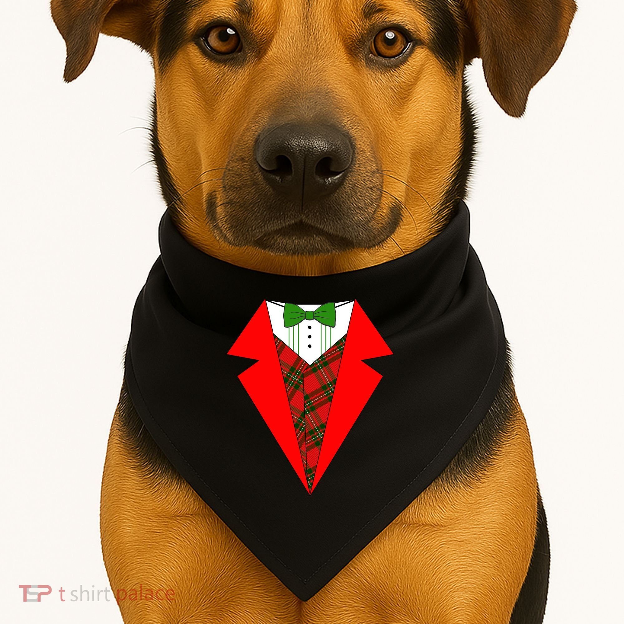 Festive Christmas Red Tuxedo USA-Made Doggie Bandana