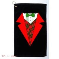 Festive Christmas Red Tuxedo Golf Towel thumb 0