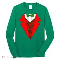 Festive Christmas Red Tuxedo Long Sleeve Shirt thumb 0