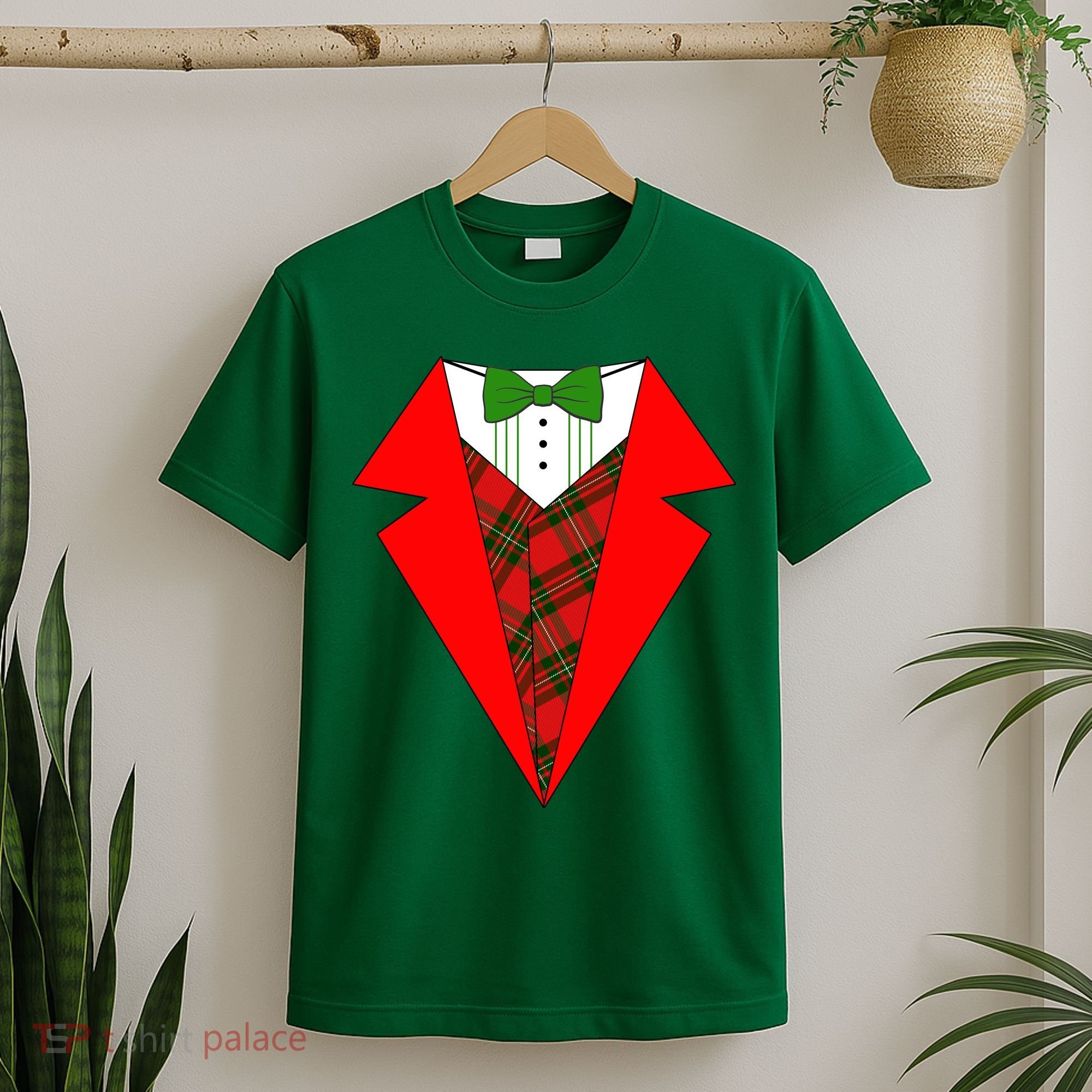 Festive Christmas Red Tuxedo T-Shirt