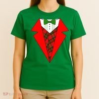 Festive Christmas Red Tuxedo T-Shirt thumb 4