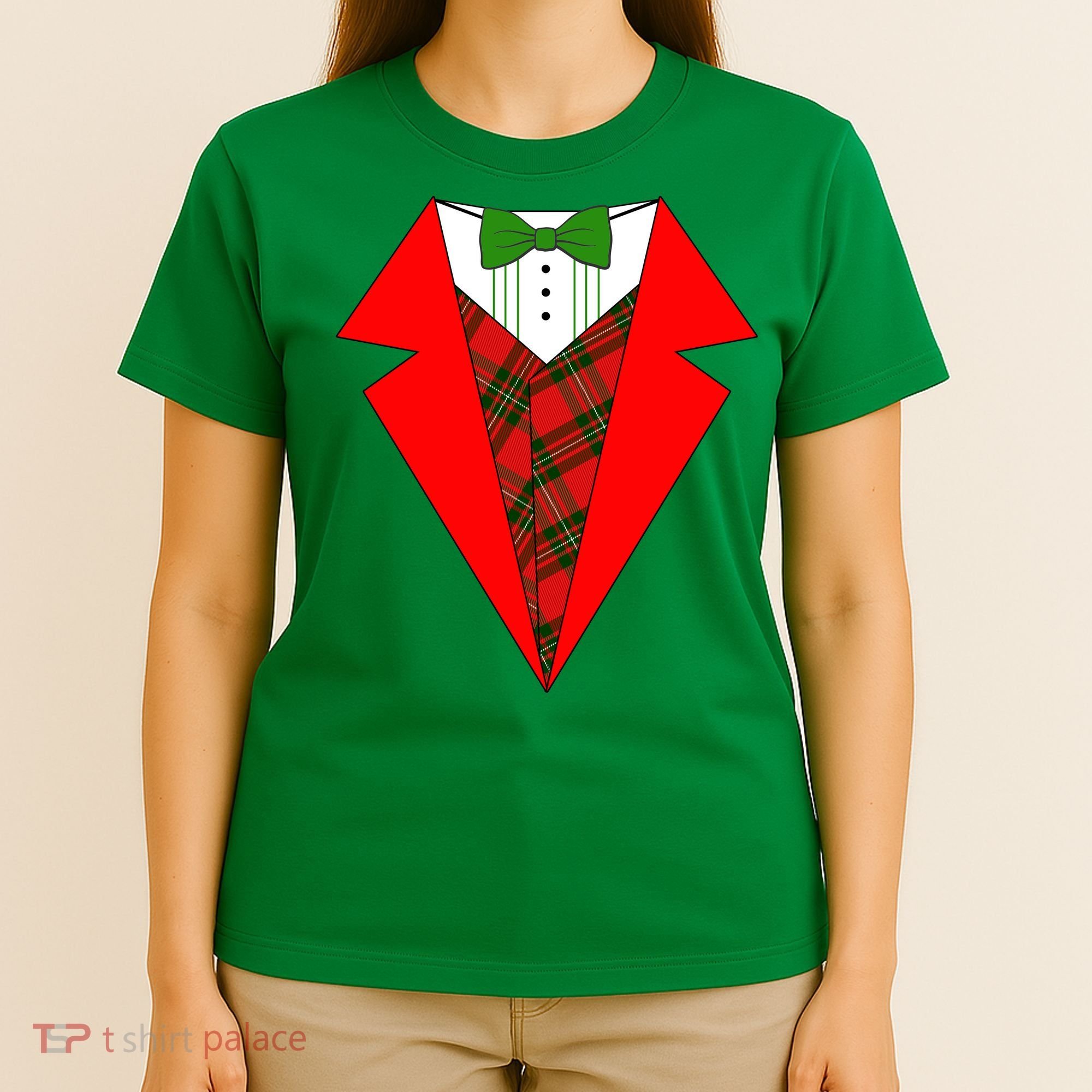 Festive Christmas Red Tuxedo T-Shirt