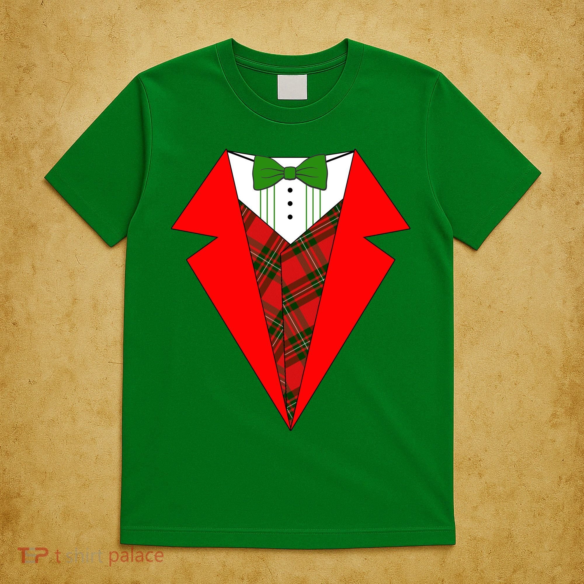Festive Christmas Red Tuxedo T-Shirt