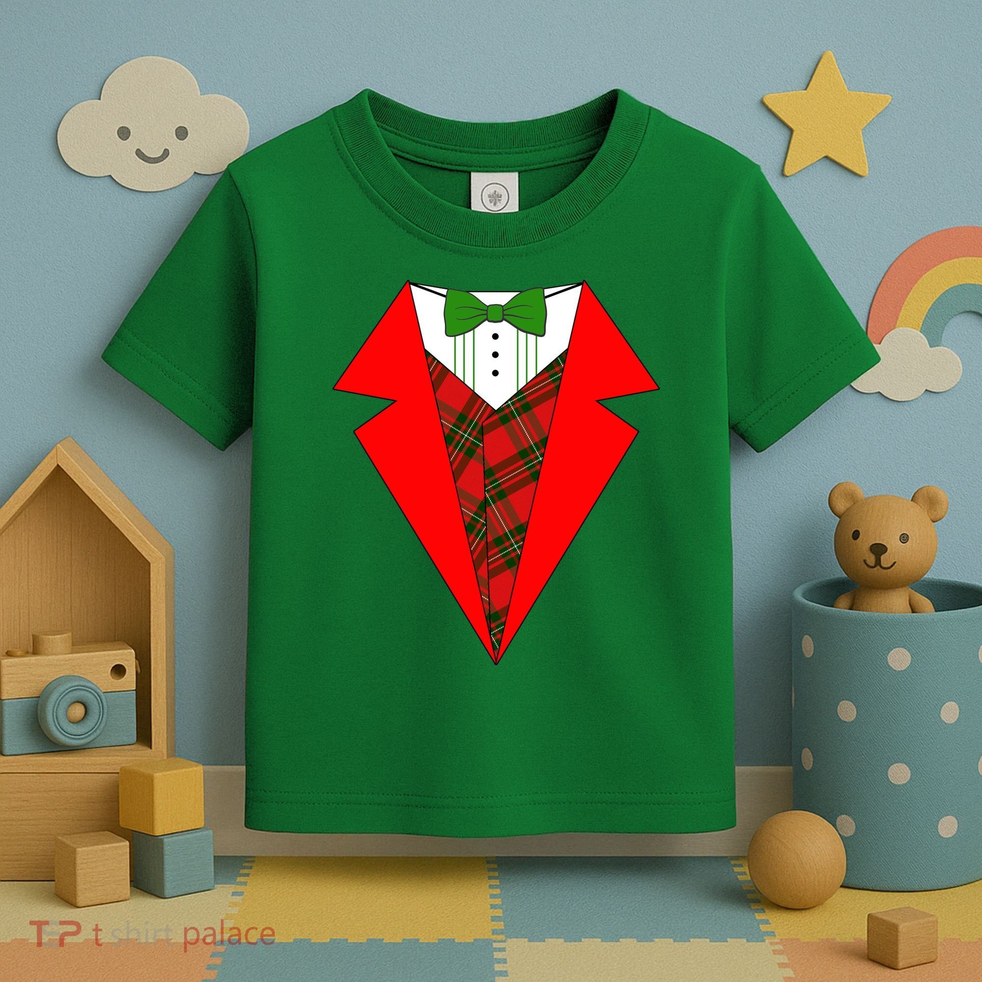 Festive Christmas Red Tuxedo Toddler T-Shirt