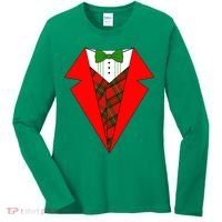 Festive Christmas Red Tuxedo Women's Long Sleeve Shirt thumb 0