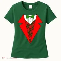 Festive Christmas Red Tuxedo Women's T-Shirt thumb 0