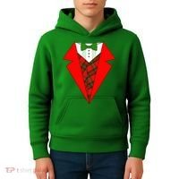 Festive Christmas Red Tuxedo Kids Hoodie thumb 4