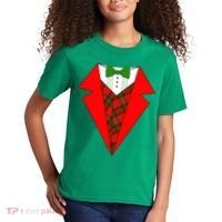 Festive Christmas Red Tuxedo Kids T-Shirt thumb 2