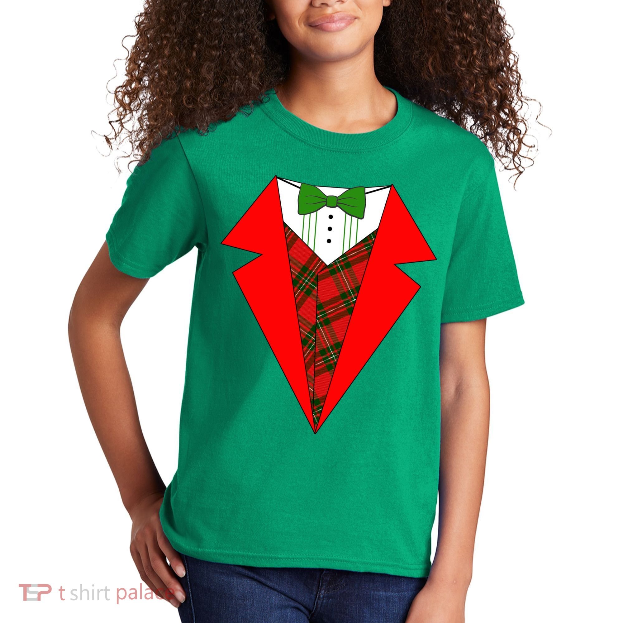 Festive Christmas Red Tuxedo Kids T-Shirt