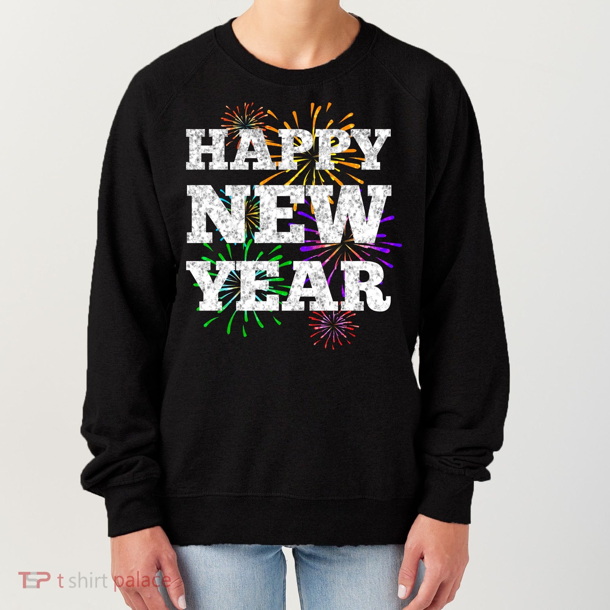 Festive Happy New Year Fireworks Women's Sweatshirt