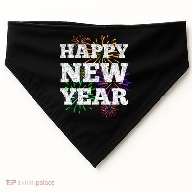Festive Happy New Year Fireworks USA-Made Doggie Bandana