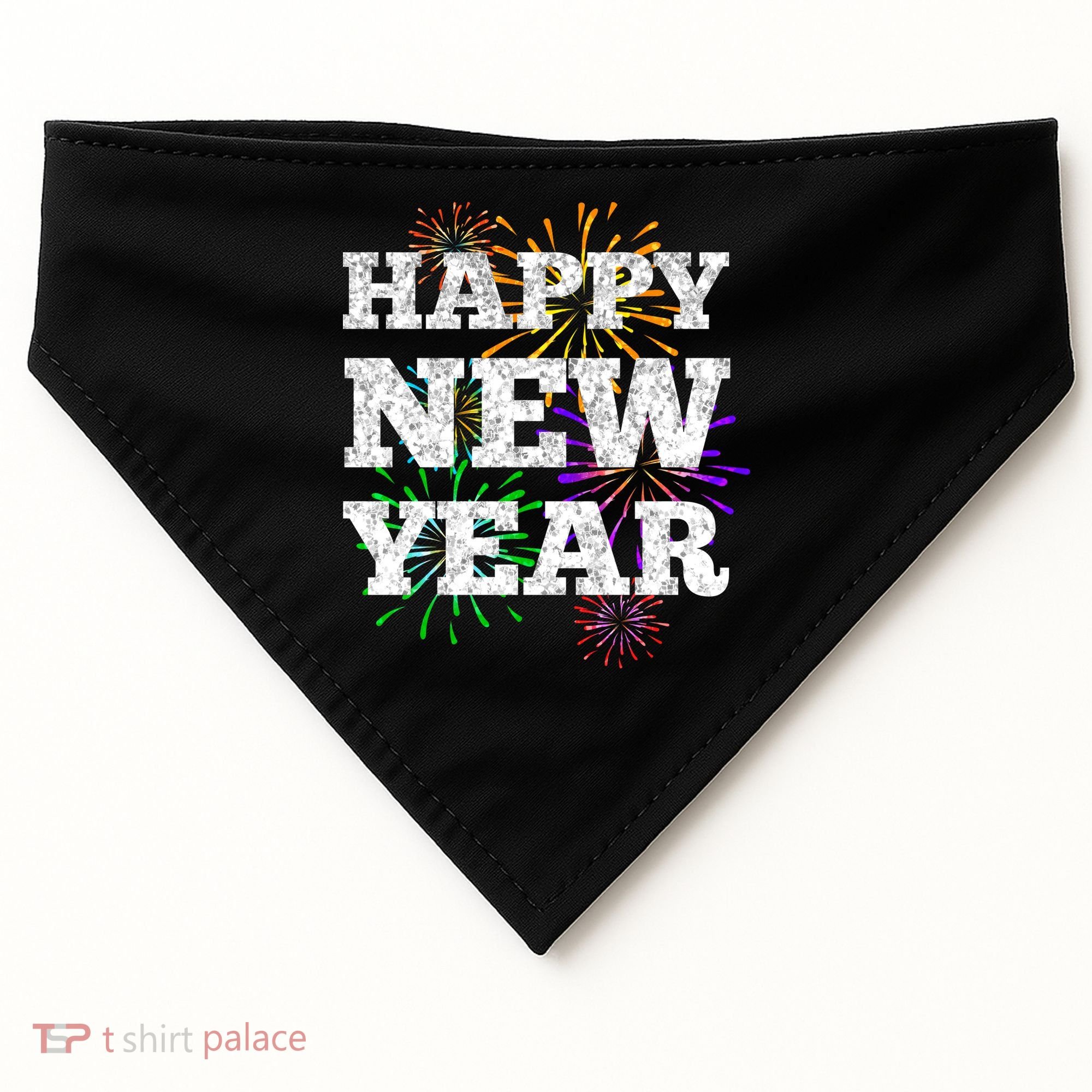 Festive Happy New Year Fireworks USA-Made Doggie Bandana