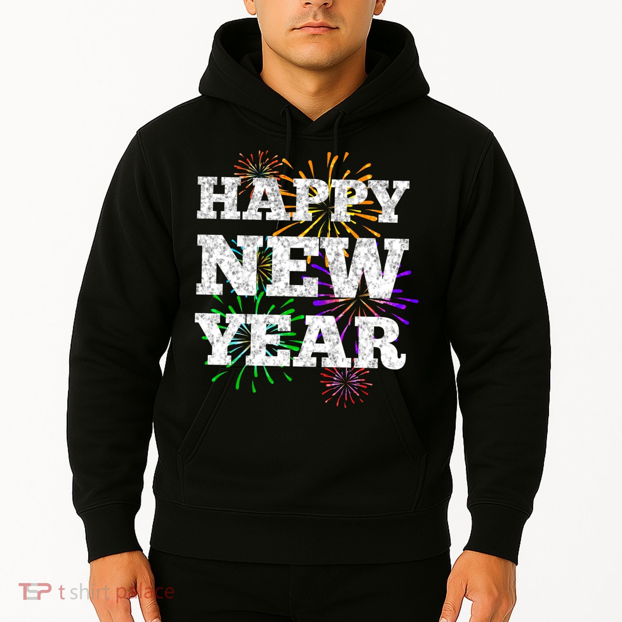 Festive Happy New Year Fireworks Hoodie
