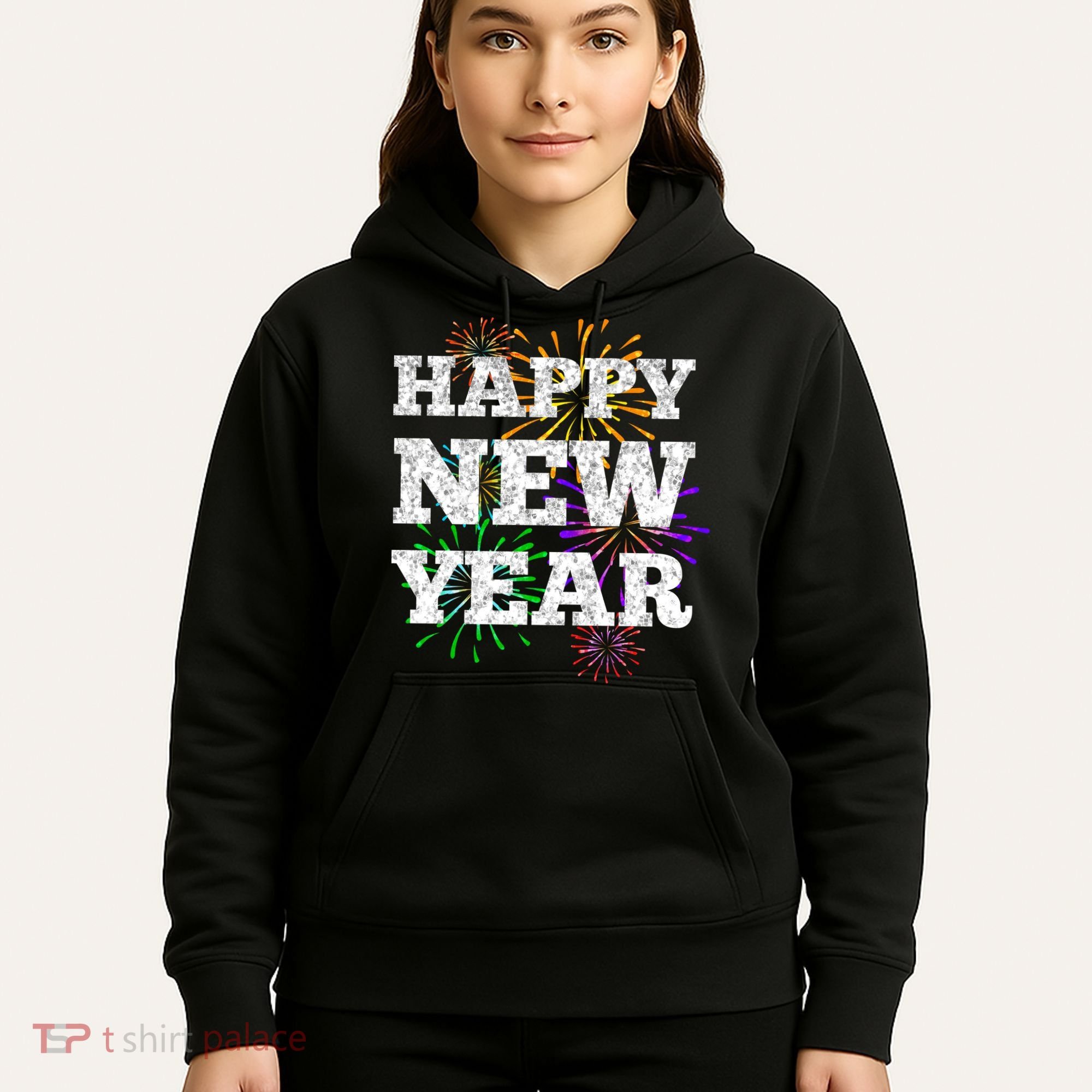 Festive Happy New Year Fireworks Hoodie