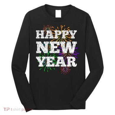 Festive Happy New Year Fireworks Long Sleeve Shirt