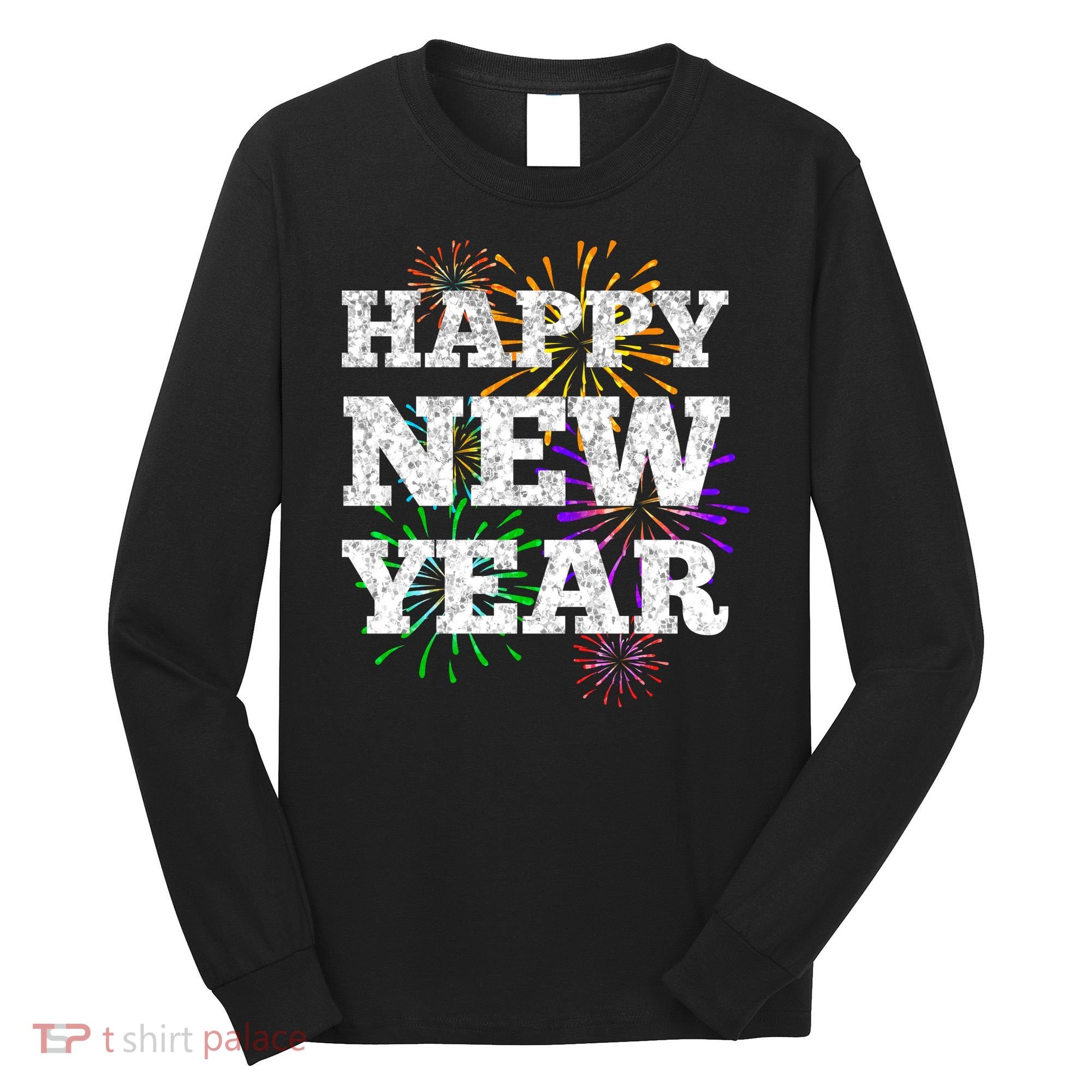 Festive Happy New Year Fireworks Long Sleeve Shirt