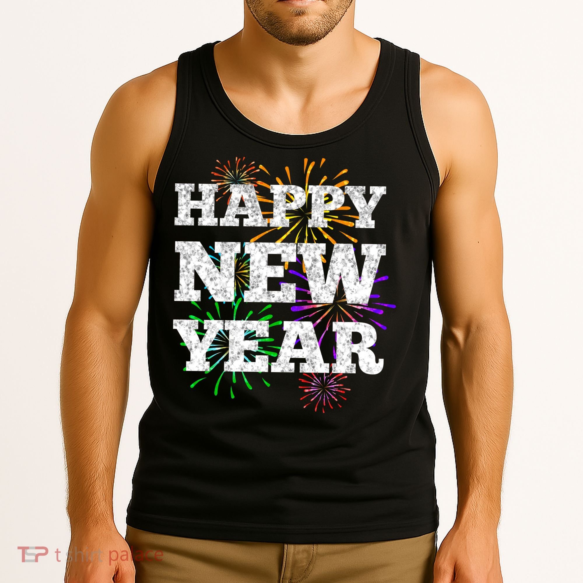 Festive Happy New Year Fireworks Tank Top